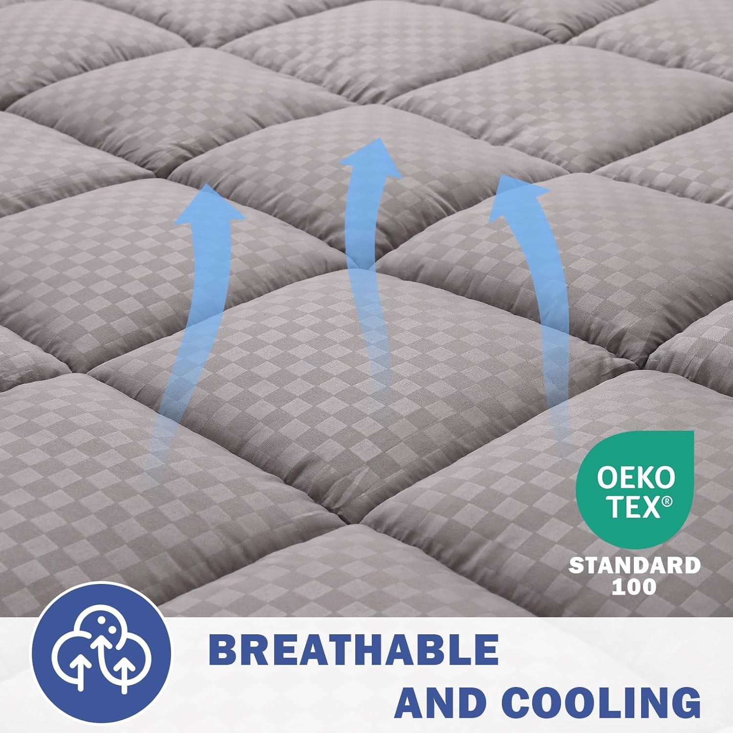 OLANLY Queen Quilted Fitted Mattress Pad, Cooling Soft Queen, Light Grey