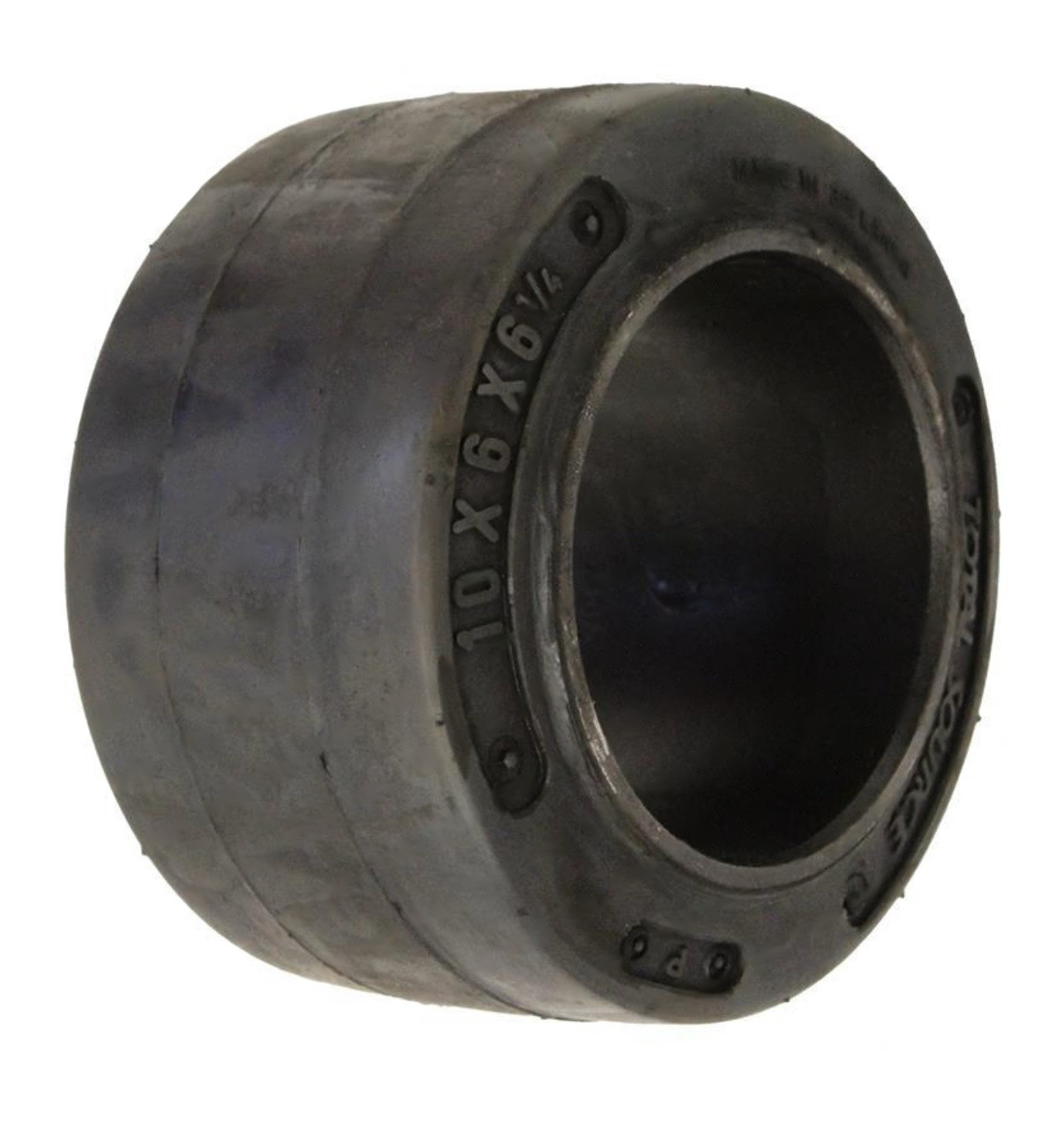 (SET OF 2) FORKLIFT TIRE - 10X6X6.25 SMOOTH | BLACK PRESS ON