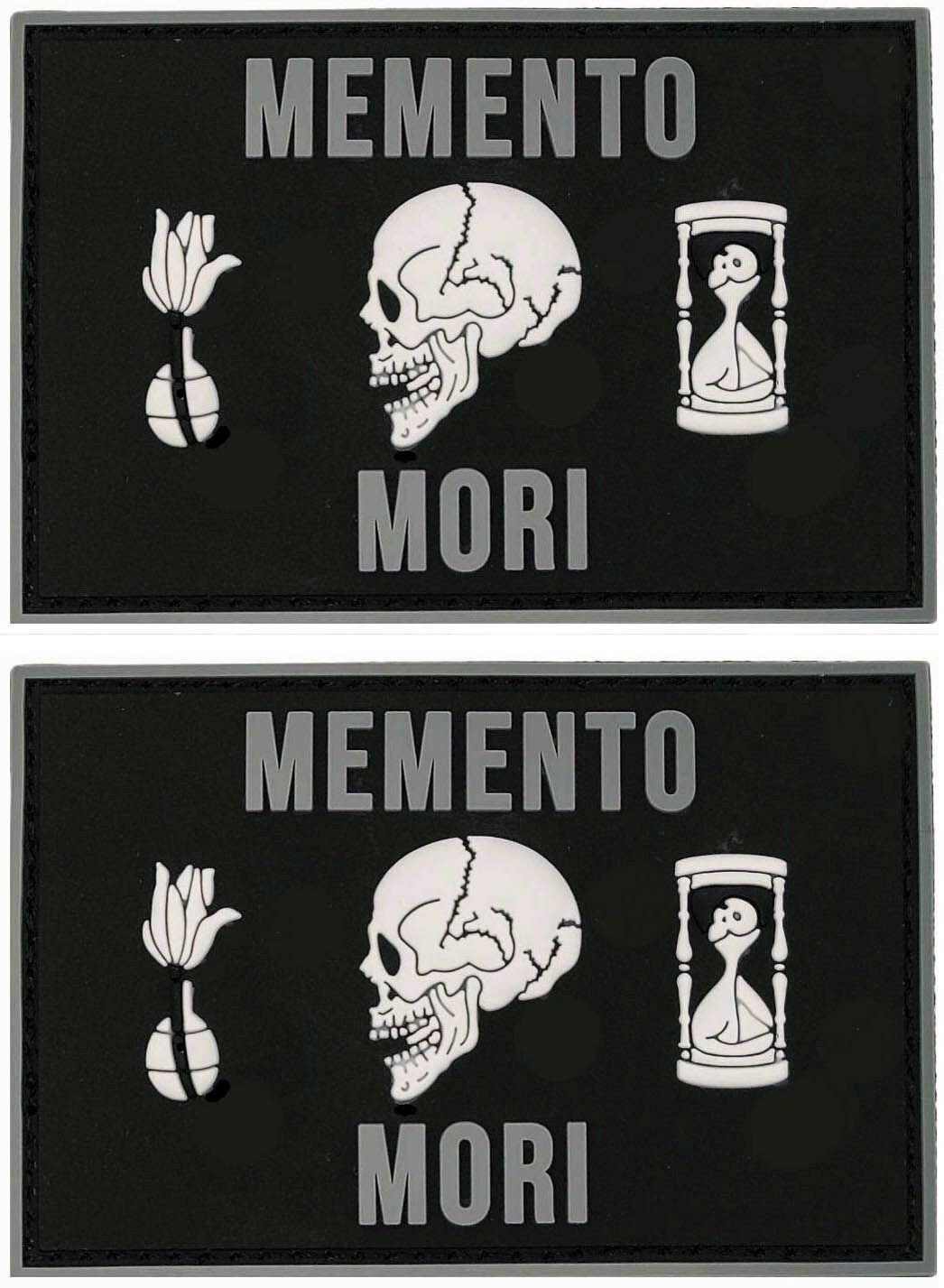 Memento Mori PVC RUBBER MORALE PATCH ||2PC PVC HOOK BACKING 3"x 2"