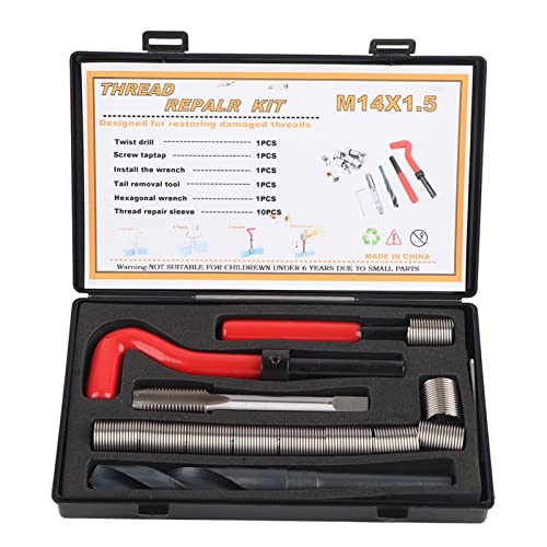 Thread Repair Tool, 15pcs Thread Sleeve M14x1.5 Thread Insert Kit Female