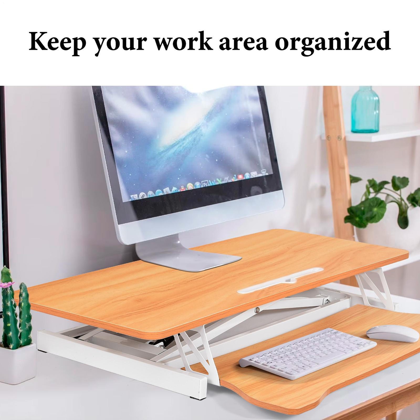 37 Sit-Stand Desk Riser Adjustable Converter Rustic