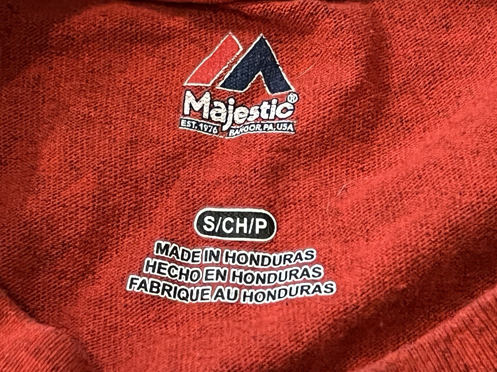 Majestic Lehigh Valley IronPigs Red Blue White Mens Small Graphic Logo T Shirt