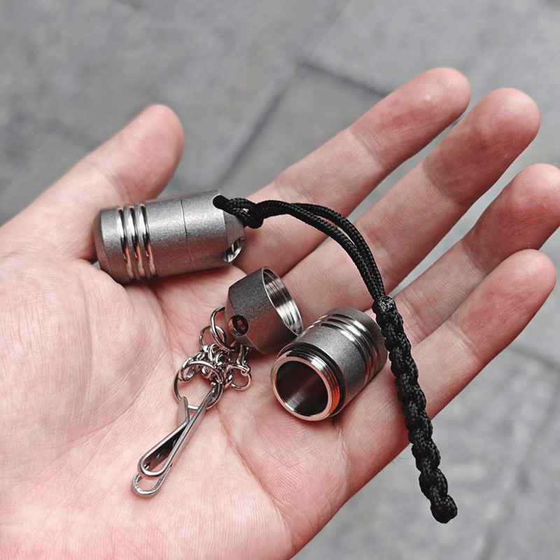 Titanium Waterproof Pill Case Holder Organizer Box Container Necklace Keychain