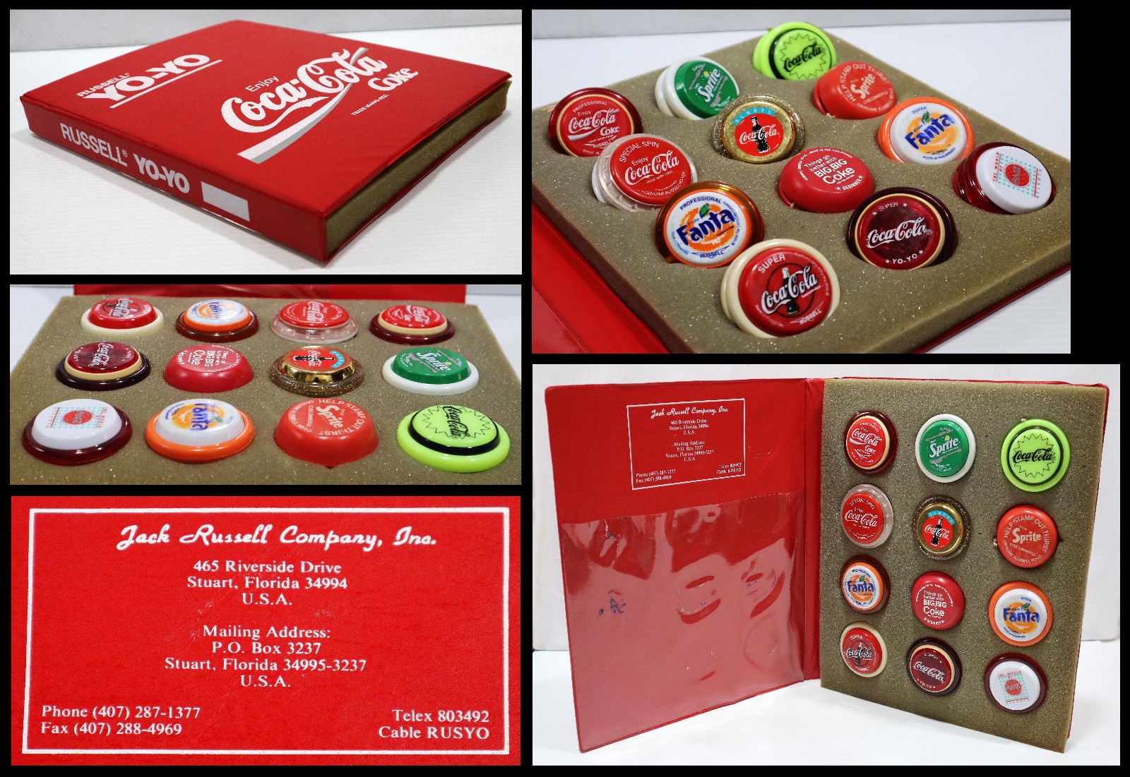 12 Yo-yo  RUSSELL PROMOTIONAL Set in Folder Coca Cola, Sprite, Fanta Phil Issue
