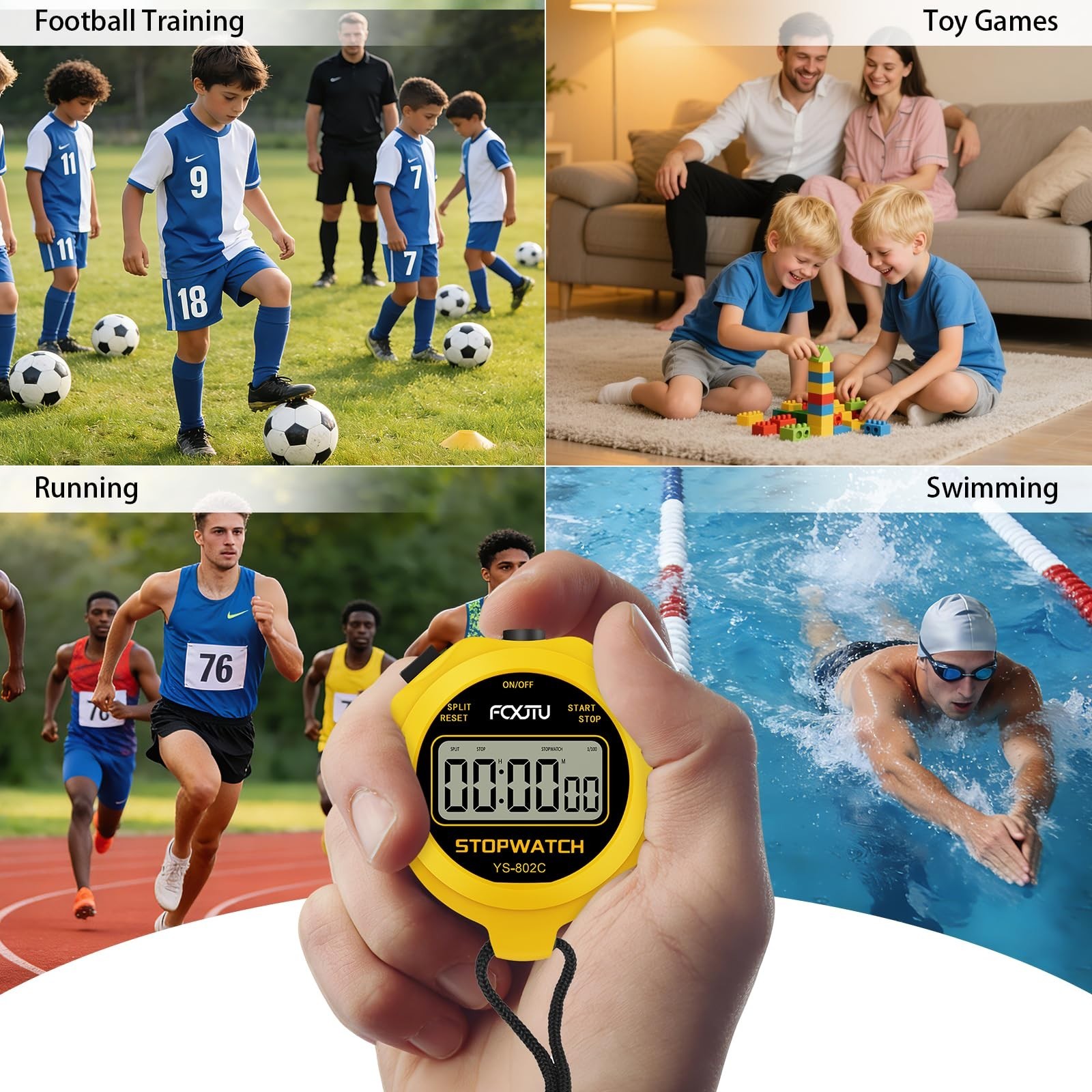 Digital Simple Basic Stopwatch Timer, Silent Stop Watch for Kids Coaches | On...