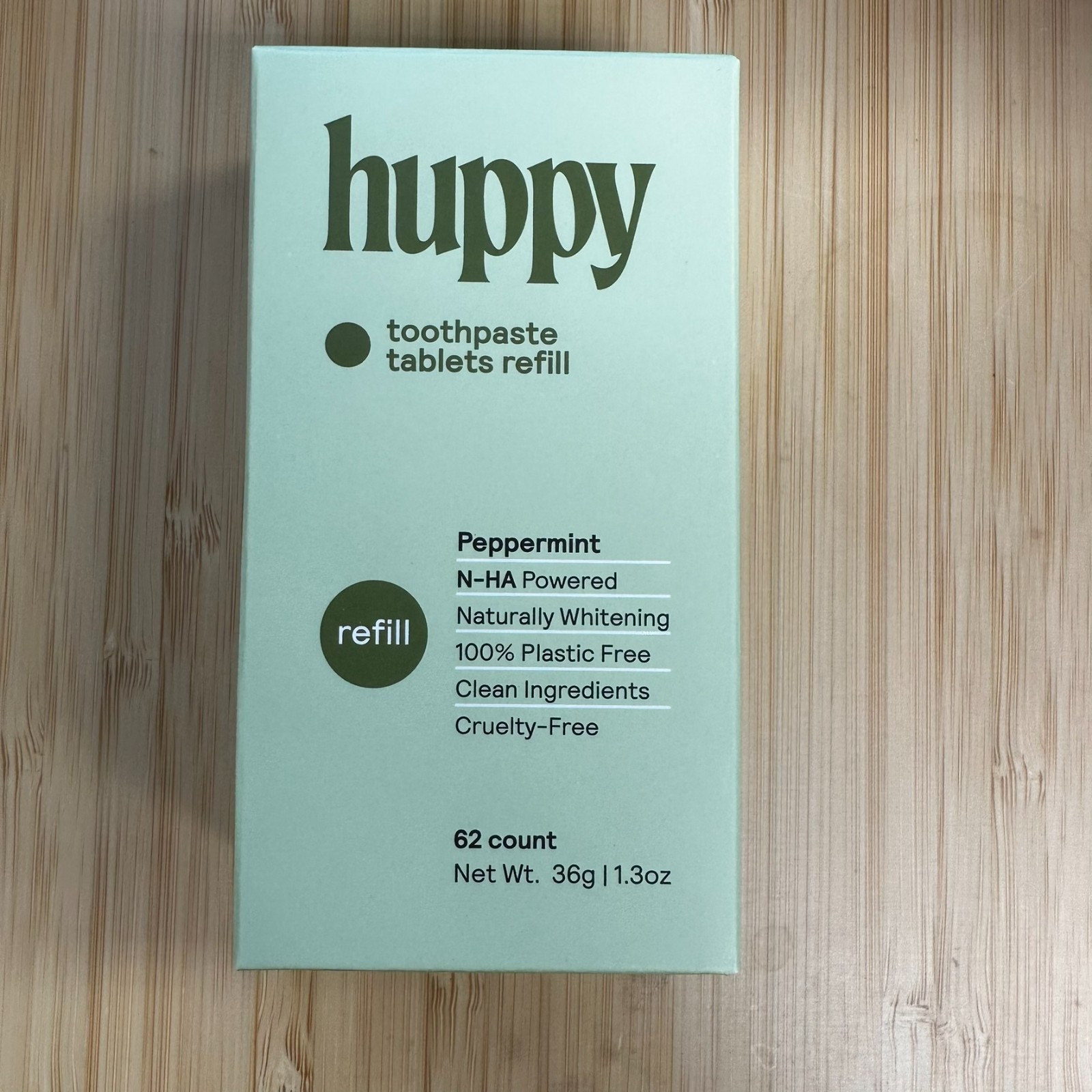 HUPPY Peppermint Chew Toothpaste Tablets Refill 62 Count NEW SEALED Exp 11/26
