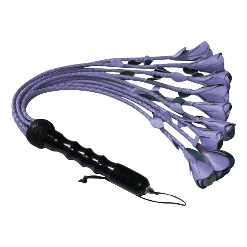 Genuine CowHide Leather Flogger 9 Braided Fall Heavy Fully Handmade Purple Roses