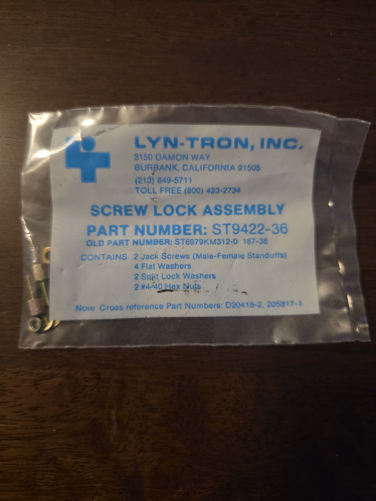 Agilent 1251-2942 Screw Lock Kit D-Subminiature Connector ST9422-36