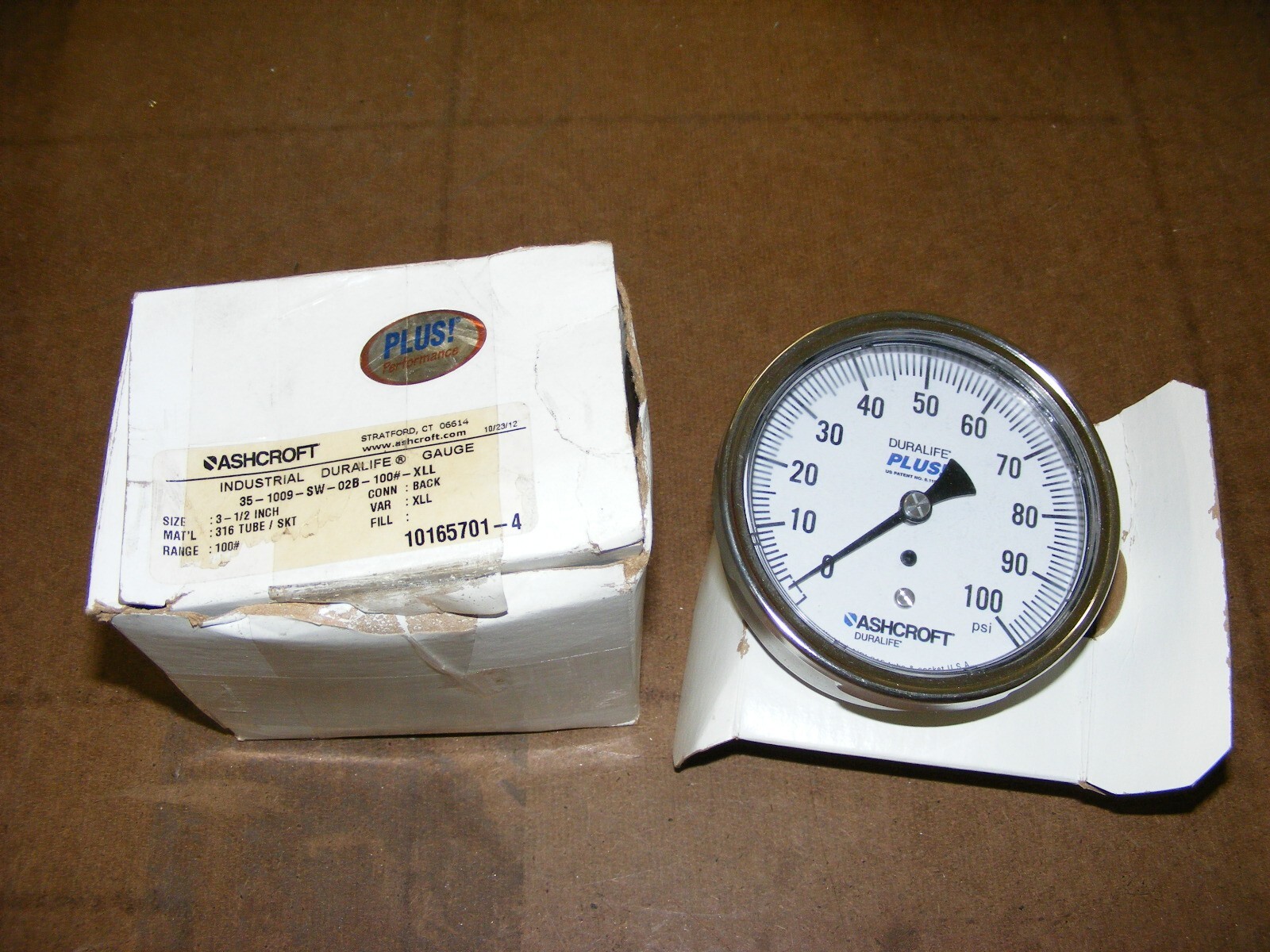 Ashcroft Duralife Plus 100 psi Pressure Gauge NOS (n.o.)