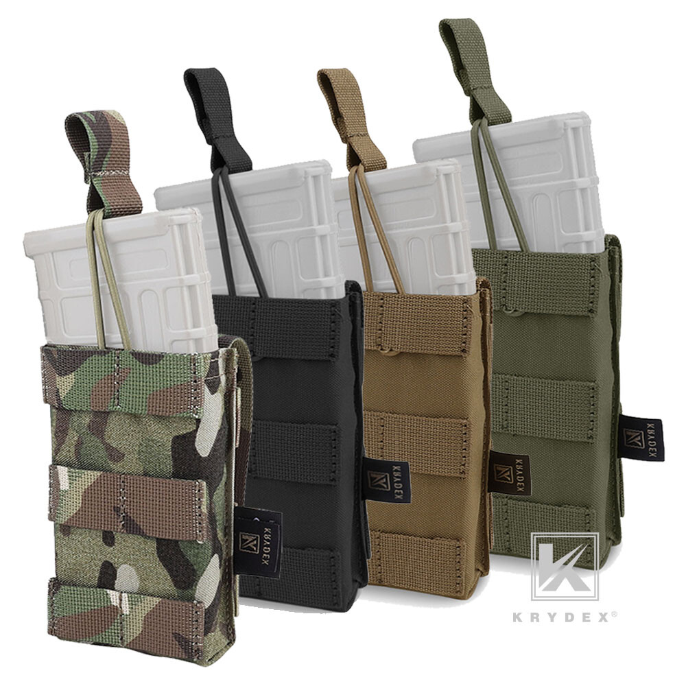 KRYDEX Single 5.56 .223 Mag Pouch Open Top Tactical Mag Carrier MOLLE Modular