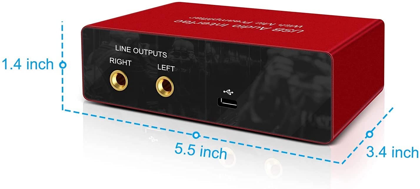 Audio Interface USB Audio Interface with Mic Preamplifier USB Audio Mixer Rec...