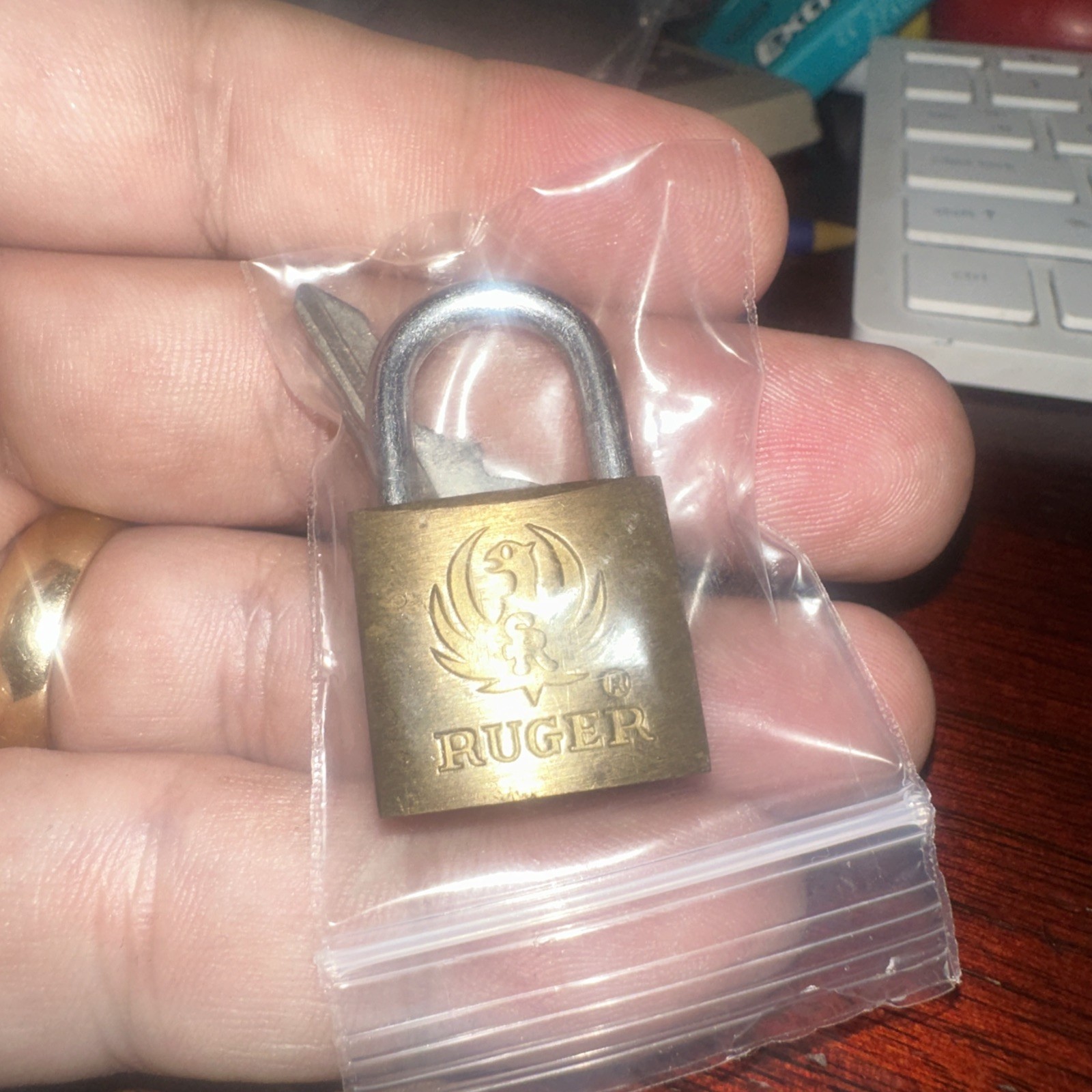 Ruger Brass Gun Lock Mini-Lock Padlock with 1 Key