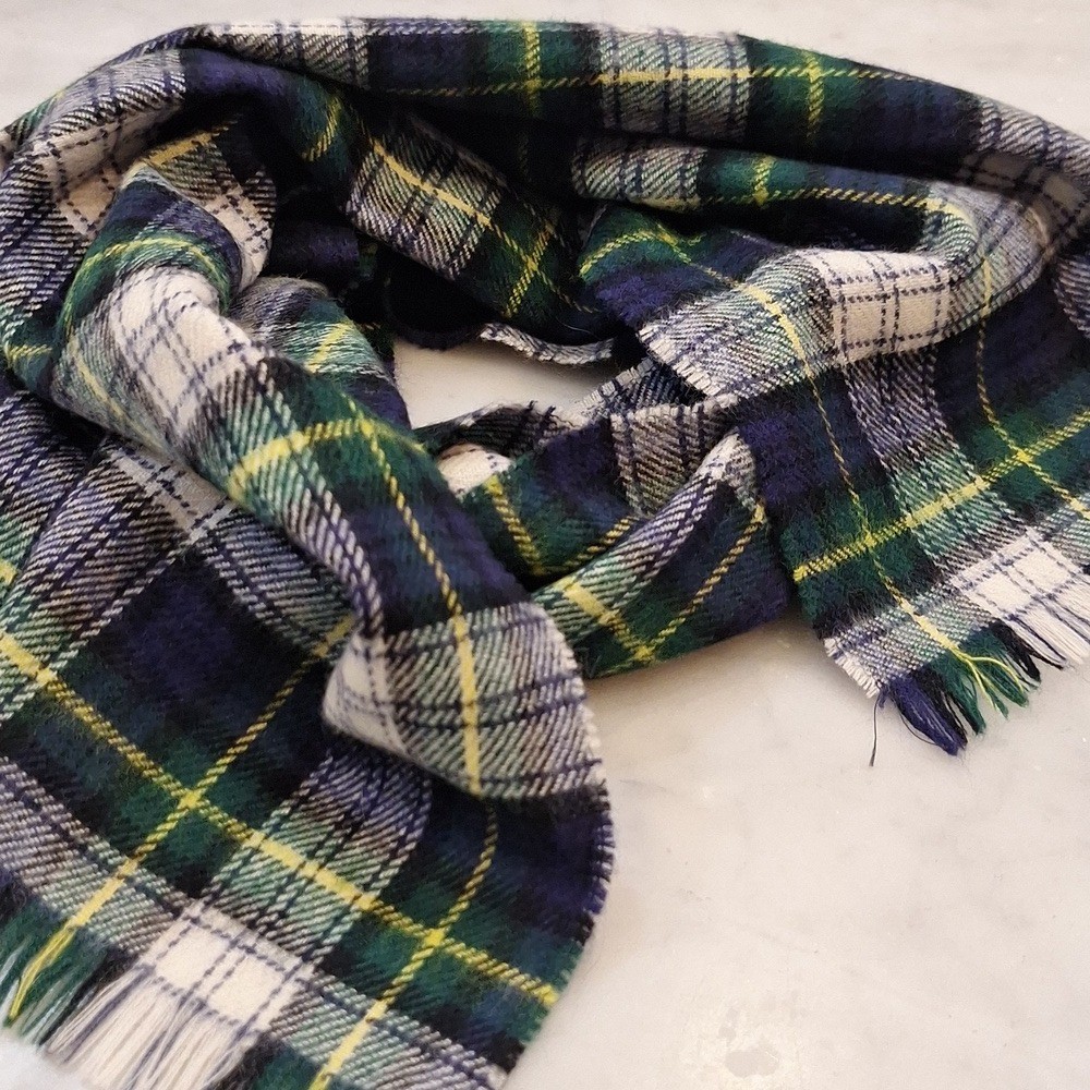 Gorden Dress Blue Green 100% Pure New Wool Plaid Wrap Scarf Tartan RL Vibes