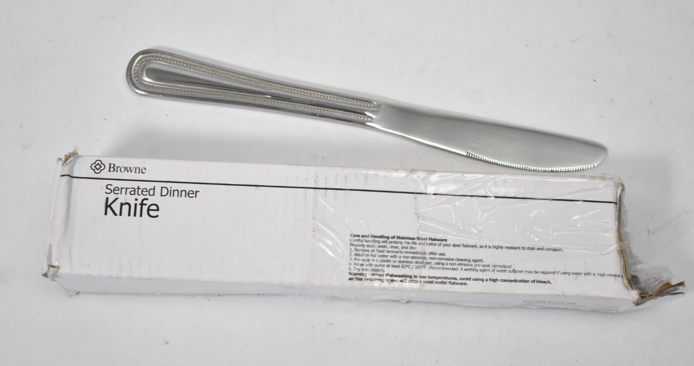 Lot of 12 Browne Contour Series Serrated Dinner Knives Stainless Steel