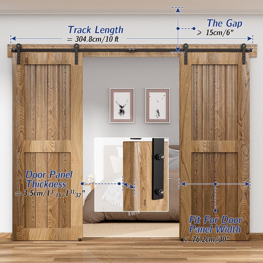 4FT-20FT Modern Sliding Barn Door Hardware Track Kit Single/Double Door,Smoothly
