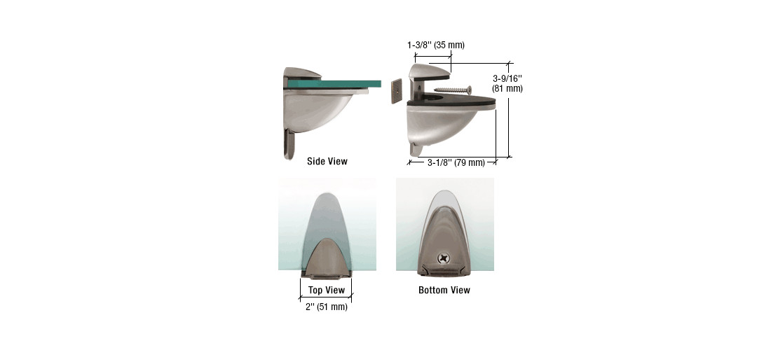 CRL DL661BN Brushed Nickel Heavy-Duty Adjustable Shelf Bracket