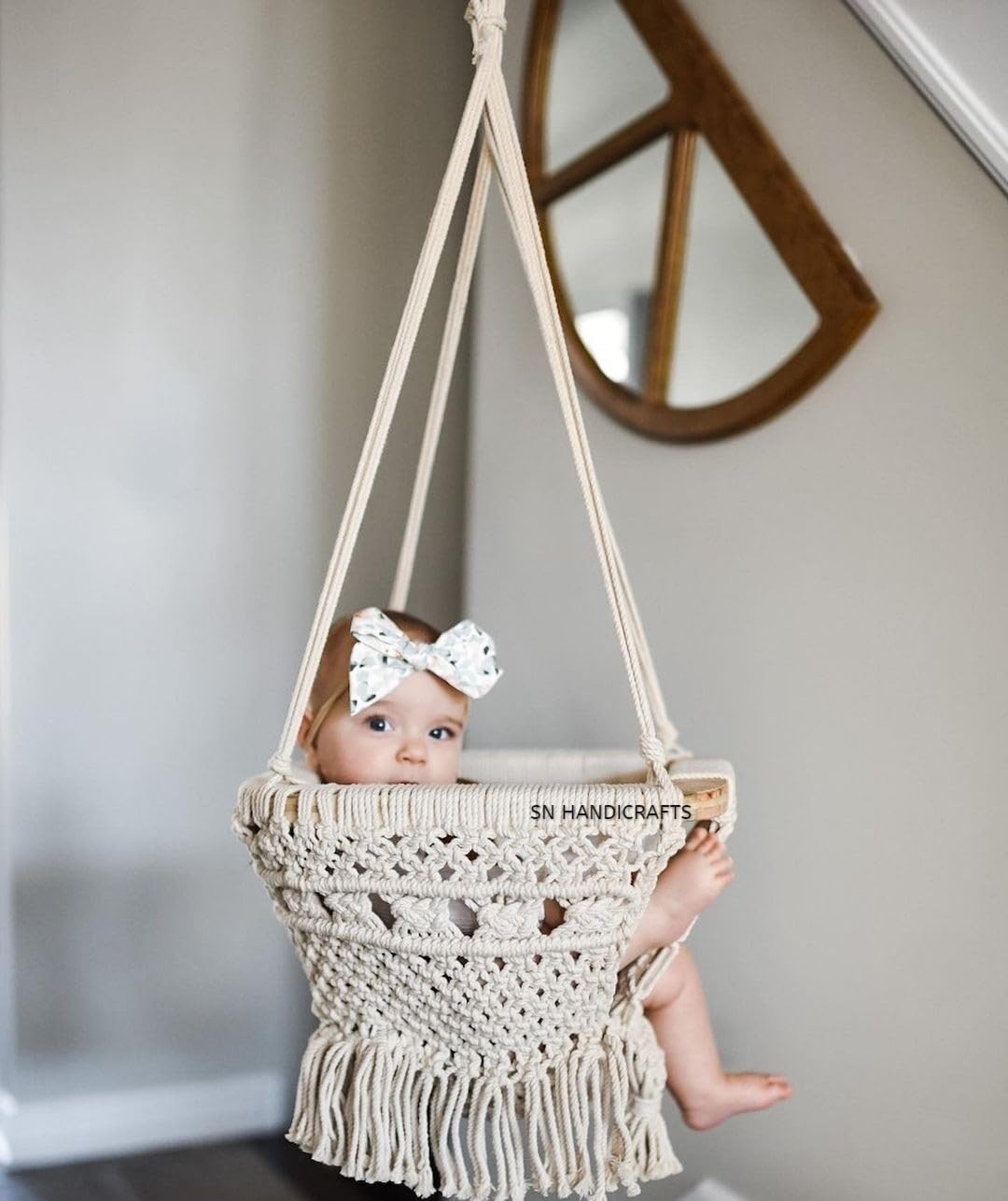 Handmade Macrame Swing Seat Chair for Baby, Infant, Toddler, Kids Toys - Indo...