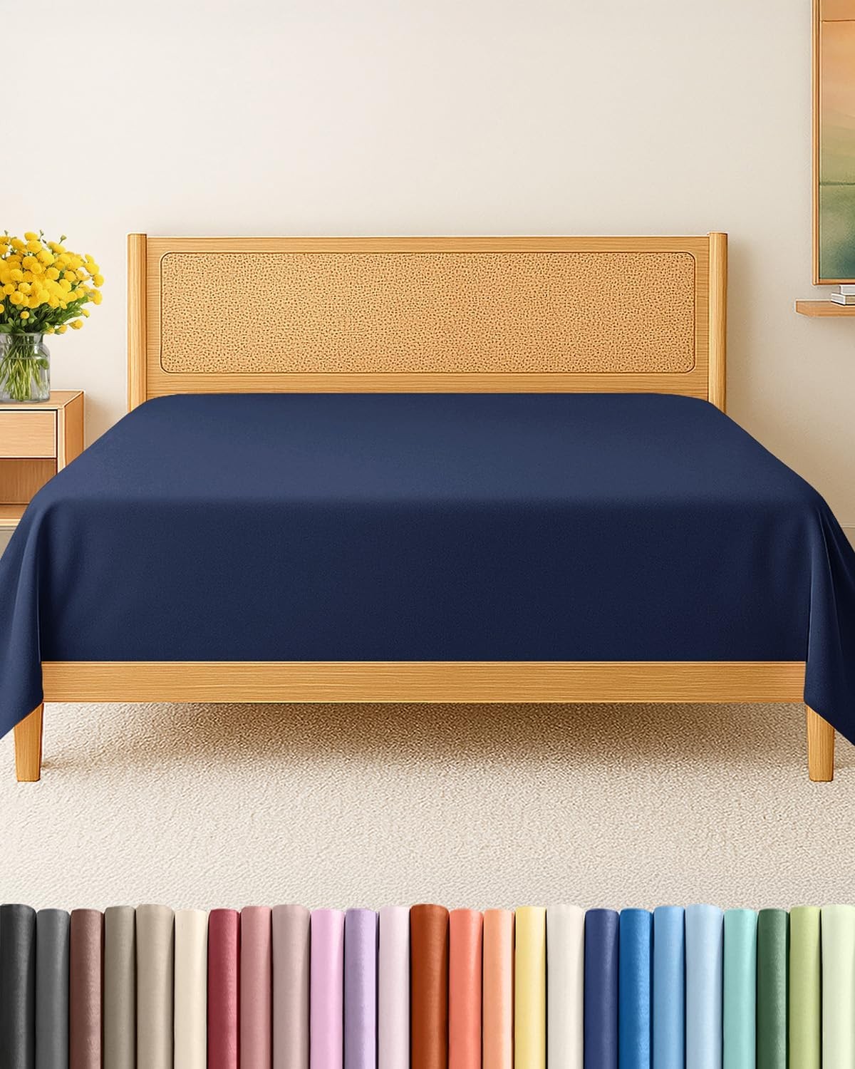 CGK Unlimited Top Size Twin XL 18 - Navy Blue Wrinkle Flat Sheet Single