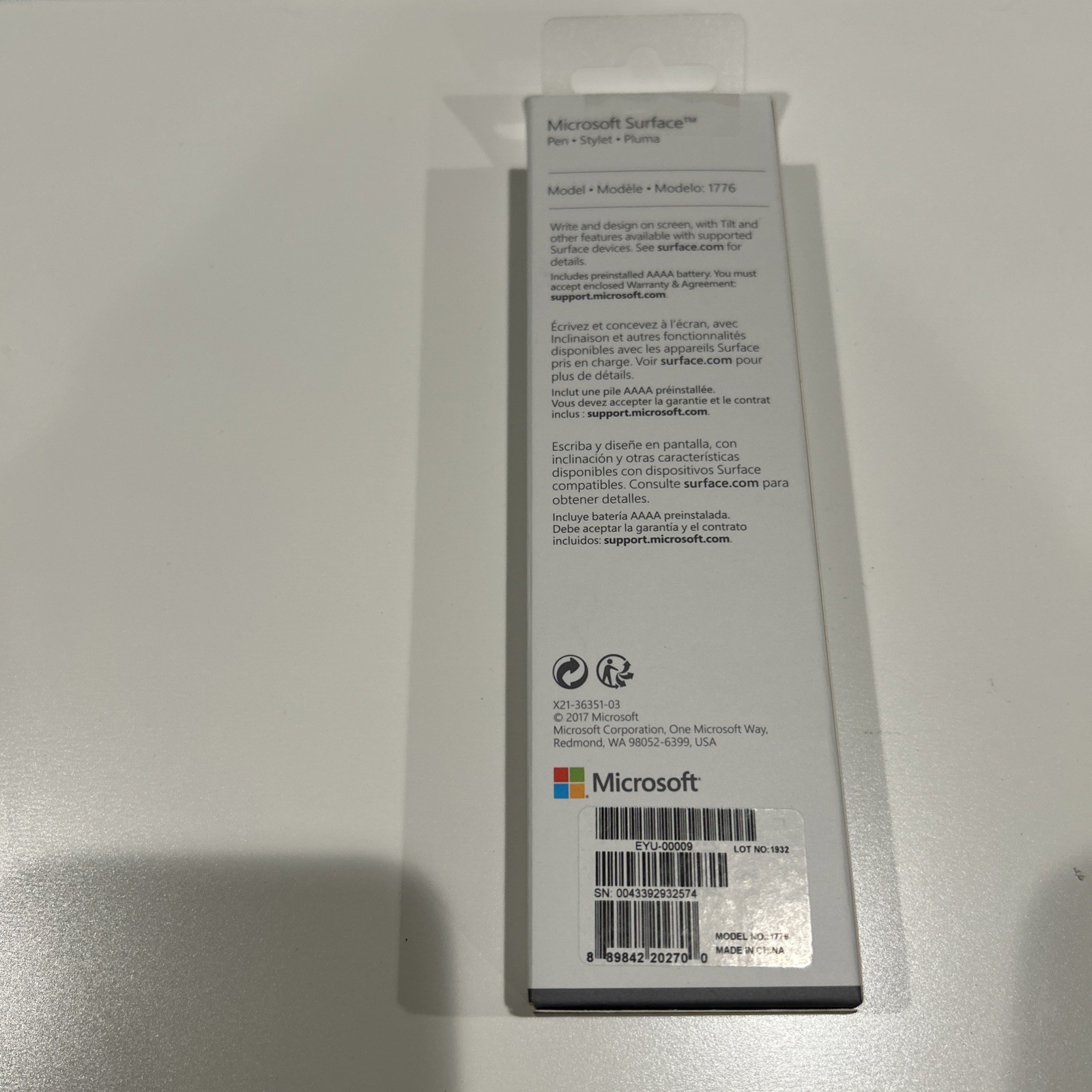 Microsoft Surface Pen Platinum Silver - EYU-00009
