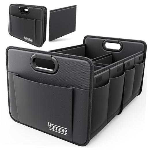 Car Trunk Organizer for SUV, 18.5Gal Large Capacity No-Sag 2 Compart Black