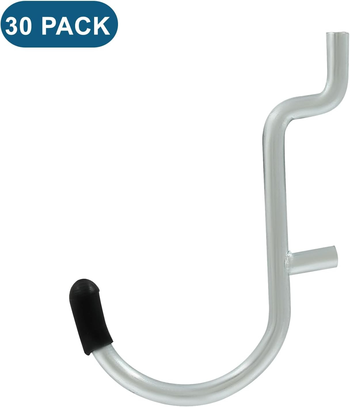 30Pcs Metal Pegboard J Hooks, 1/4" Pegboard Wall Display Assortment Peg Board