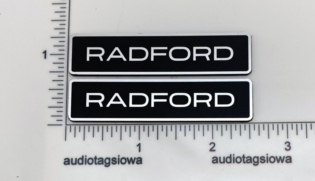 Radford Speaker Badge Logo Emblem Incised Black Silver Laminated Acrylic
