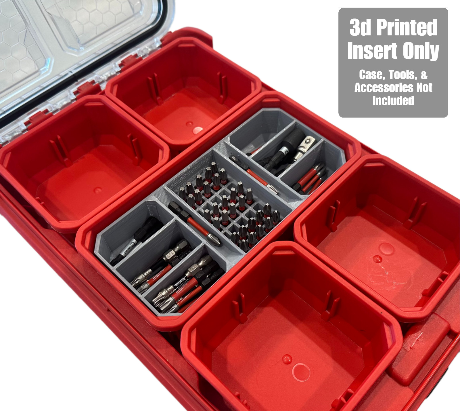 Impact bit holder insert for Milwaukee PACKOUT Low Profile Organizers (Nest - 8)