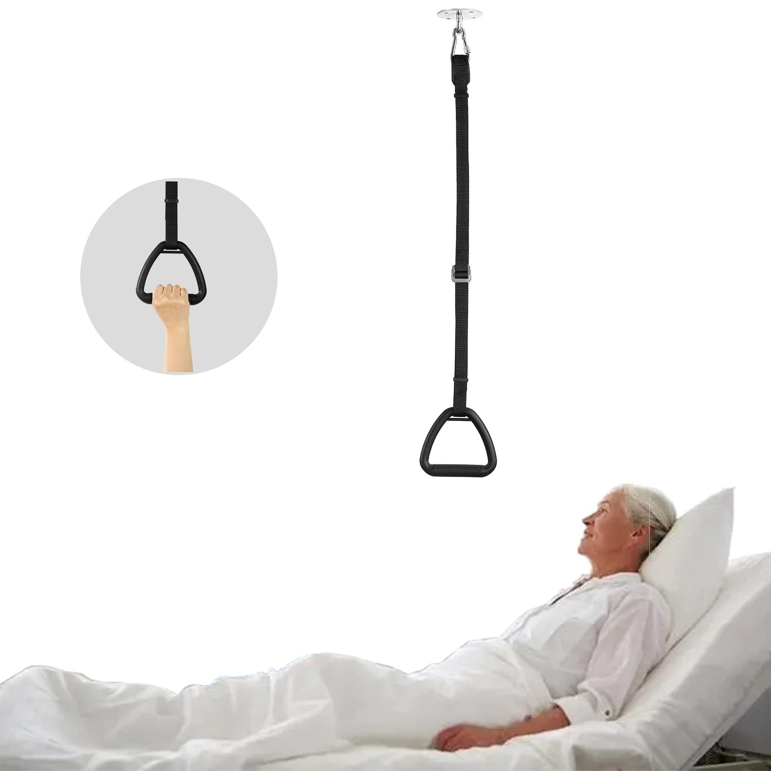 siktorrwd Bed Trapeze for Elderly, Ceiling Mounted Black
