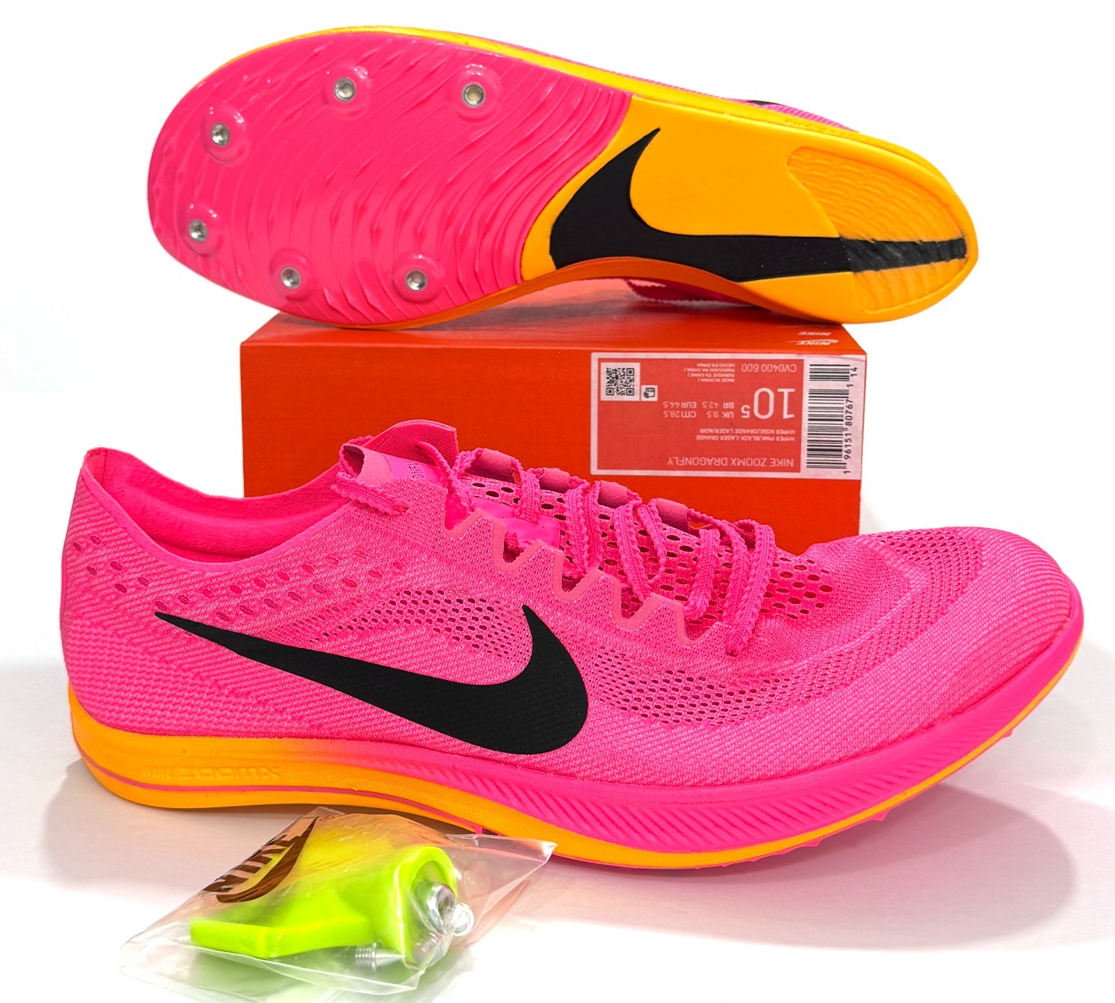 Nike ZoomX Dragonfly Hyper Pink Orange Track Spikes CV0400-600 Mens 10 - 12