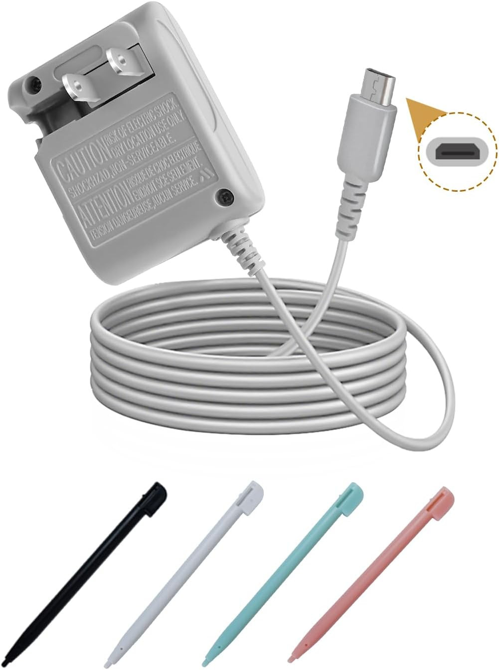 DS Lite Charger Kit Compatible with DS Lite 100-240V Wall Plug Adapter with 4 St