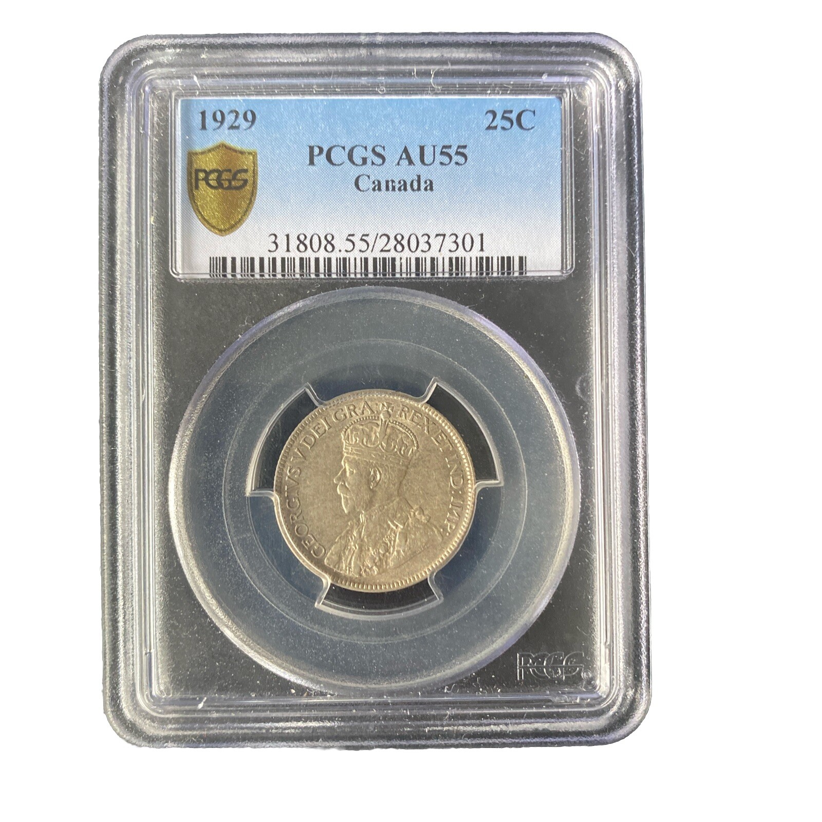 1929 Canada 25 Cents | PCGS AU55 | 1929 Canada 25c
