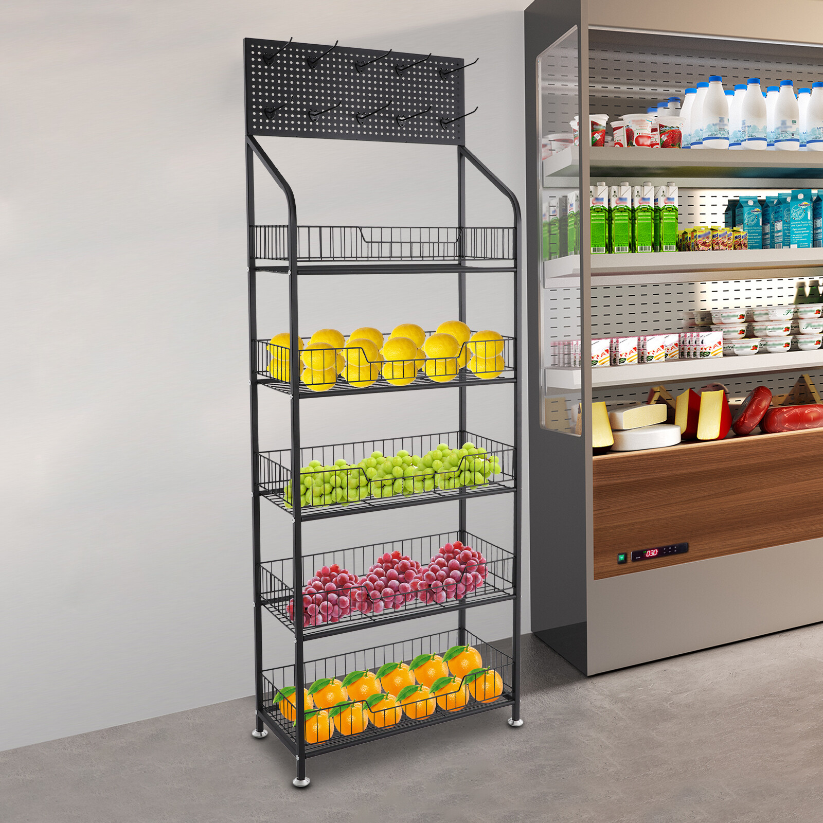 NEW Market Retail Display Rack Shelf Merchandiser Fruit Vegetable Snack Rack