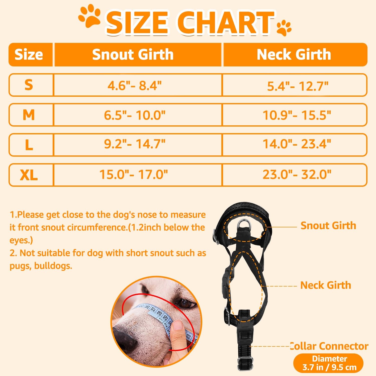 M-Size Soft Dog Muzzle Adjustable Padded Nylon for Chewing Barking Black