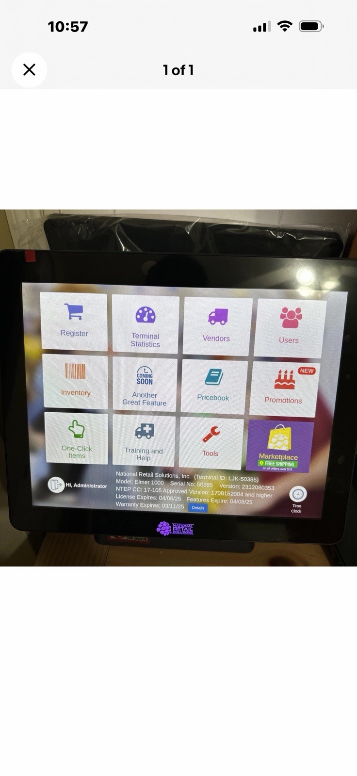 NRS Electr.  Two Side Big Display Register , Retail Convén.  Store POS Used GOOD