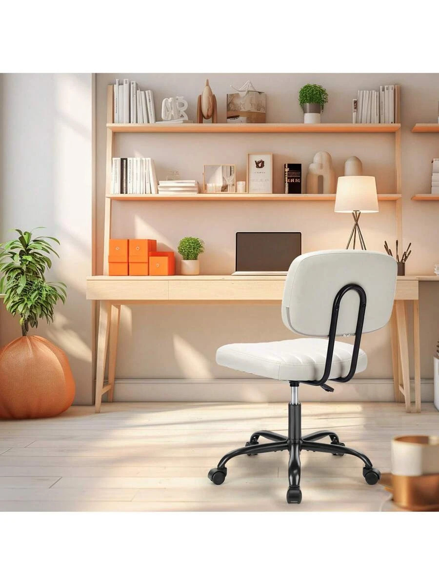 Armless Office Chair Adjustable Swivel Computer Mesh Desk Chair