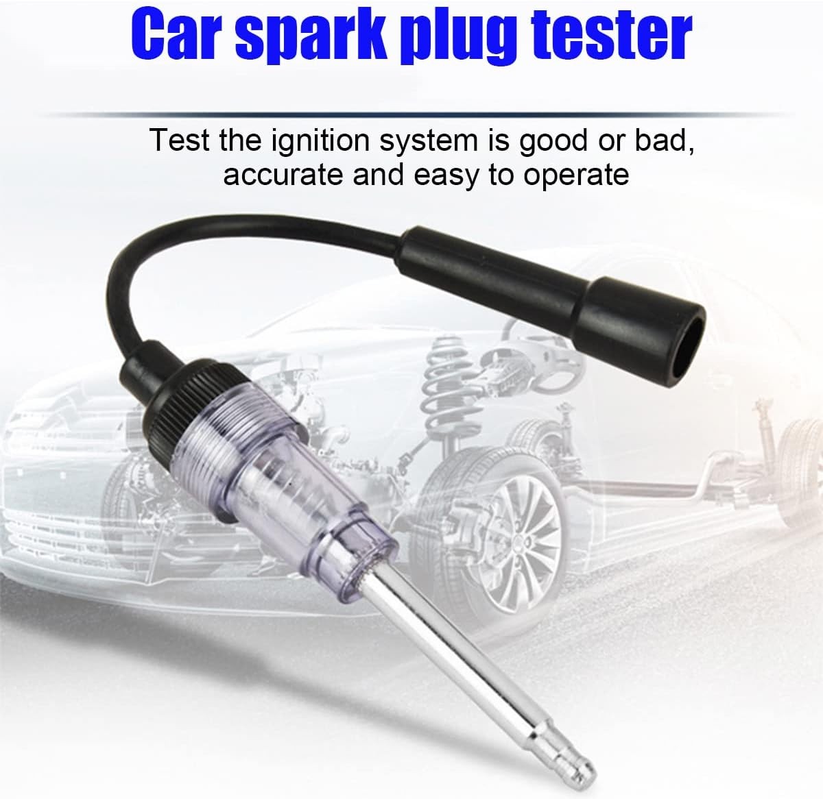 2PCS Inline Spark Plug Tester, Straight Boot Engine Ignition Tester Neon