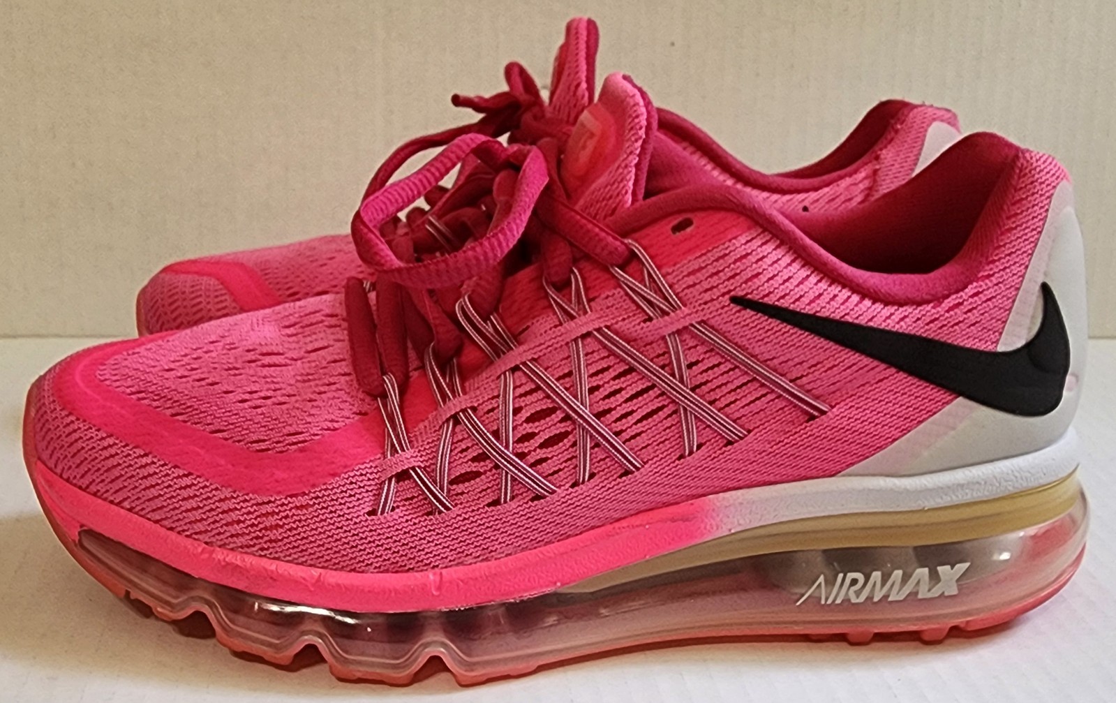 NIKE AIR MAX 2015 (GS) PINK POW-BLK-VIVID PINK -WOMENS SZ 5Y [705458-600]
