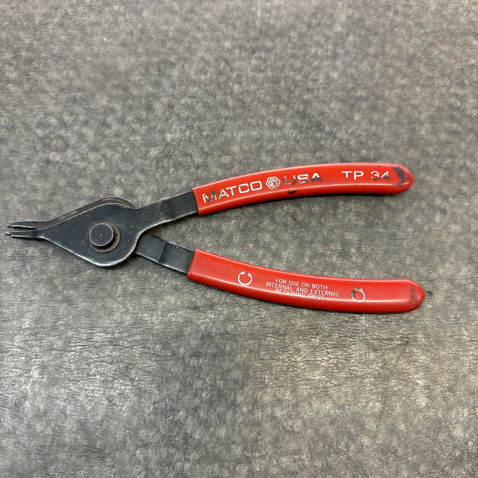 Matco Straight Snap Ring Pliers Reversible 7-1/2" Long Red Handle TP34 USA