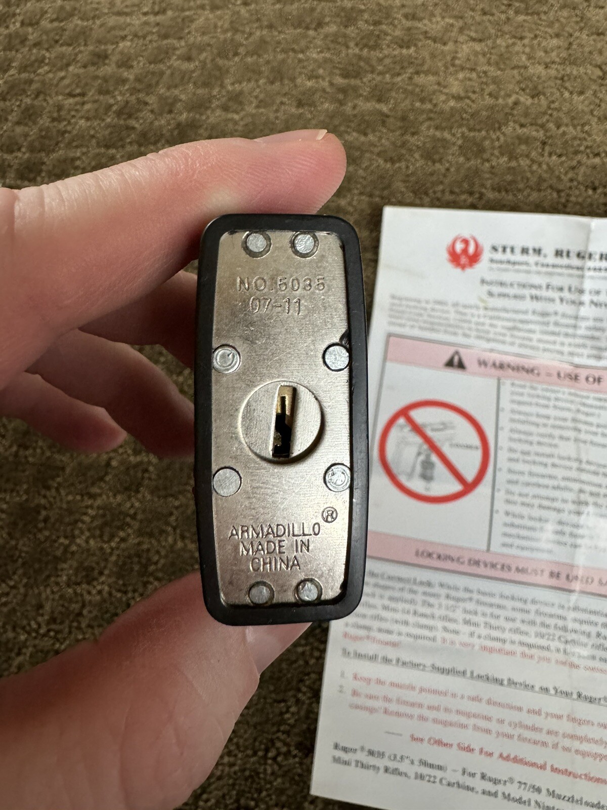 Ruger - Pad Lock- #5035- 2 Keys- Gun Lock - Brand New