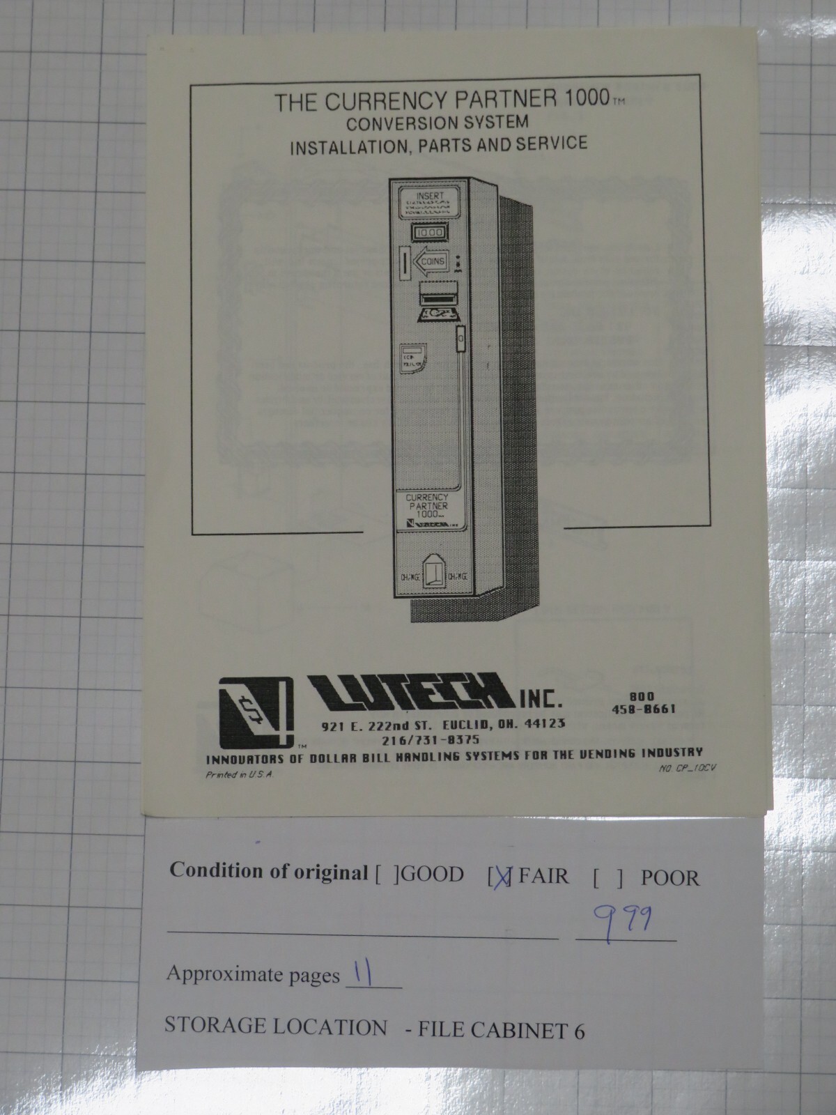 Lutech Currency Partner 1000 Conversion Manual - You Select Option - 11 pgs