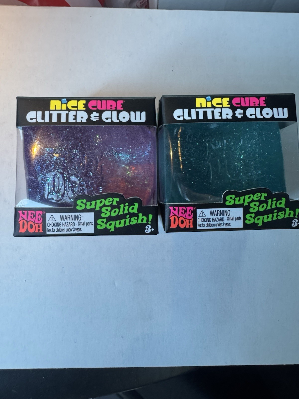 NEE DOH Nice Cube Glitter & Glow Blue And Purple - Lot of 2