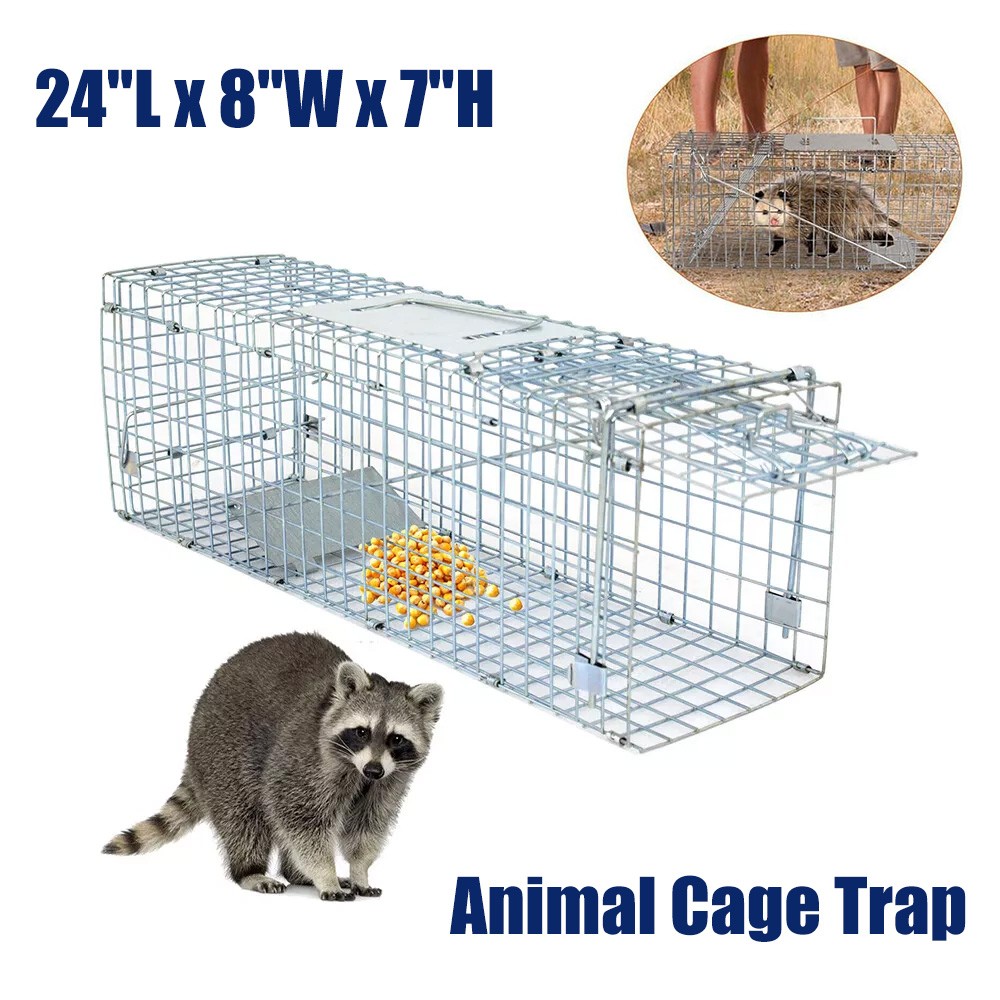 Live Animal Trap Extra Large Rodent Cage Garden Rabbit Raccoon Cat 24"X8"X7.5"