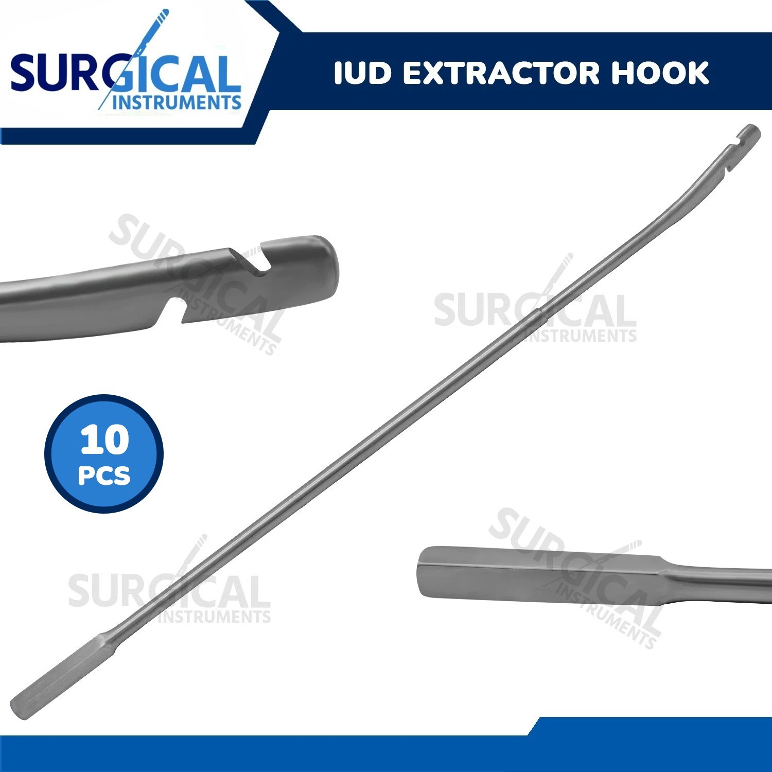 10 Pcs IUD Extractor Hooks OB/Gynecology Instruments 10" German Grade