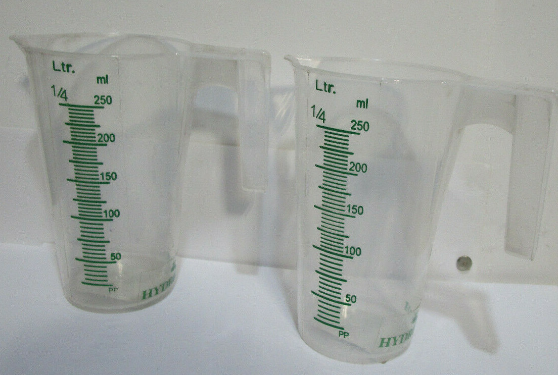 Lot of 3 New Plastic Measuring Pitcher Cups, 250 ml