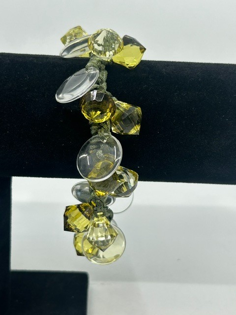 Vintage Lemon Quartz Bracelet Gemstone Beads Adjustable