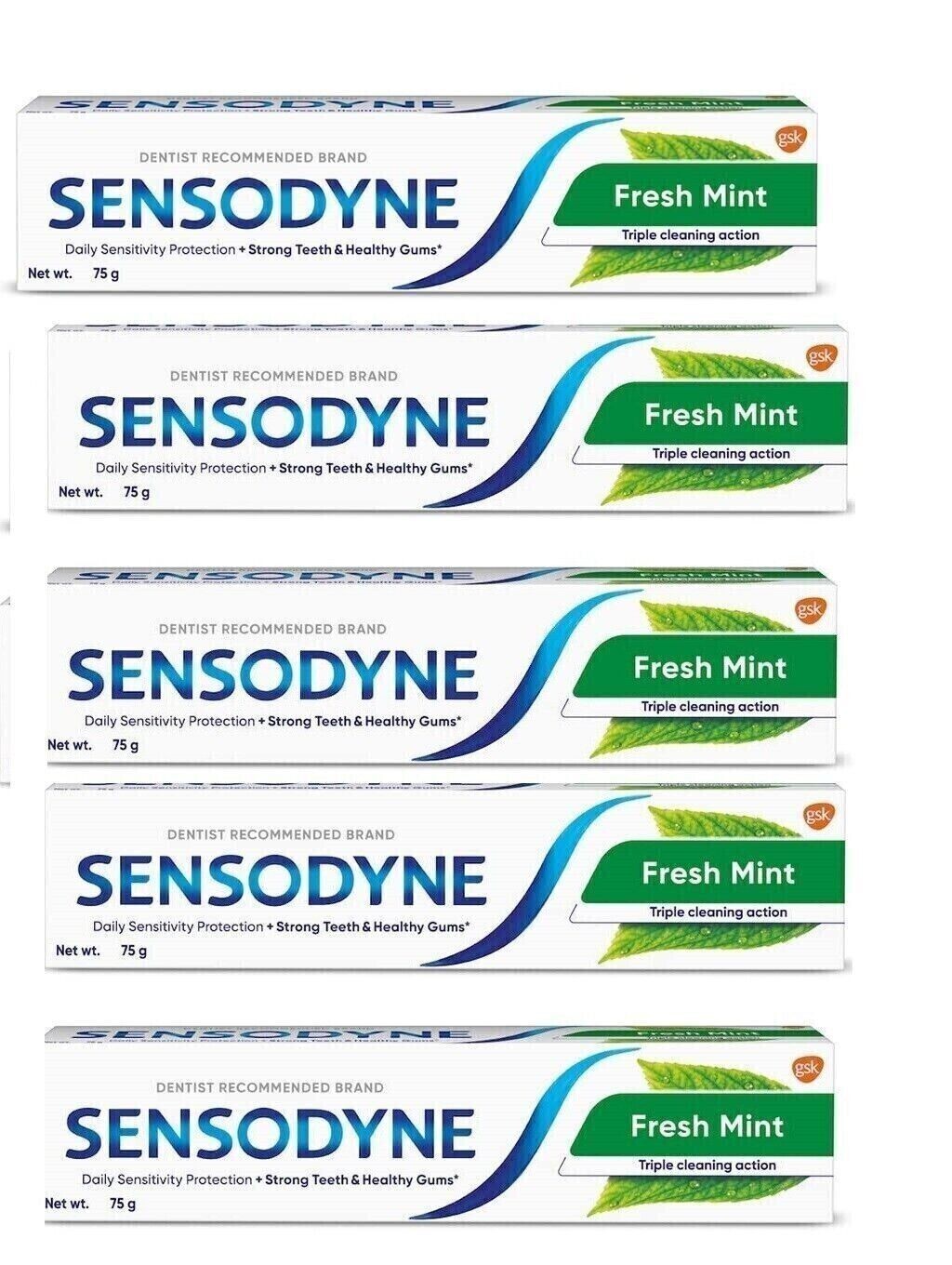 Sensodyne Toothpaste Fresh Mint daily sensitivity protection (5X75G) FREE SHIP