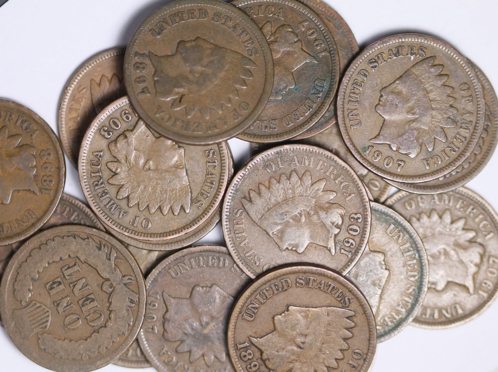 LOT OF 50 Coins Mixed Indian Head Cent Pennies GOOD/VG  1800'S + 1900'S FREE S/H