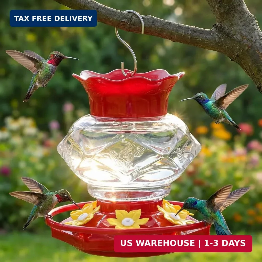 Plastic Hummingbird Feeders for Outdoors Hanging,1 Pack 18OZ Diamond Hu