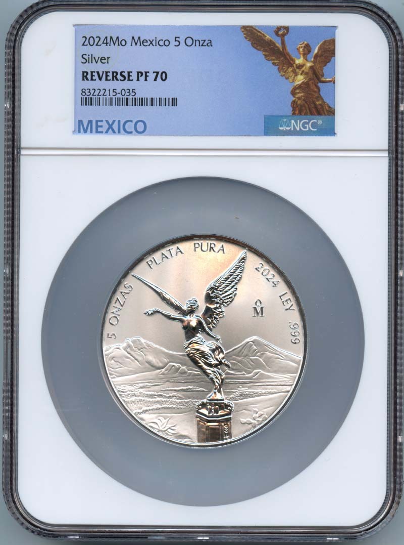 2024Mo-MEXICO LIBERTAD Silver 5 Onza NGC RP70