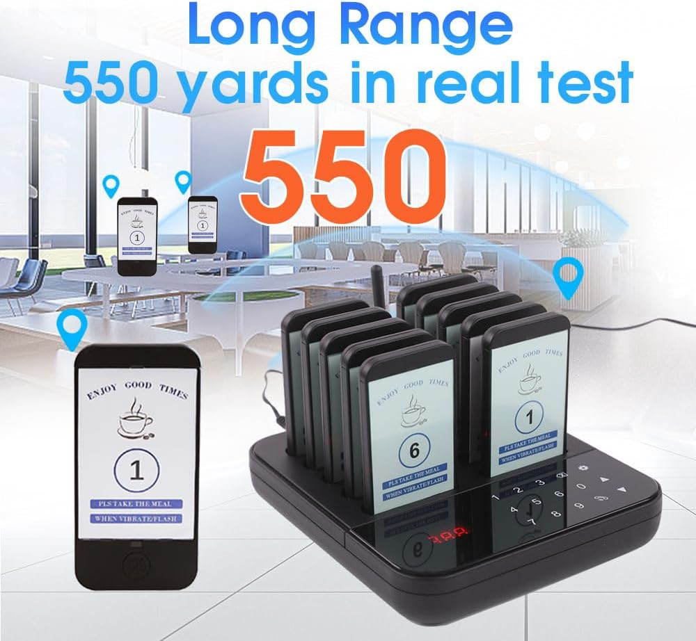 AGJ Restaurant Pager 10 Beepers Wireless Calling System Guest Customer Queue Pag